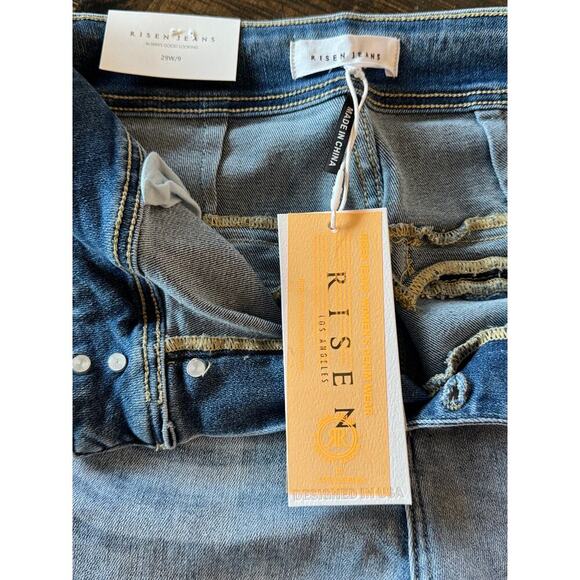 Risen High Rise Wide Flare Trouser Festival Boho Hippie Jeans 29 Blue - Picture 8 of 8